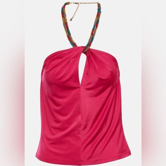 NWT Veronica Beard Akeeva Top in Fuchsia Size 12 beaded halterneck top - Picture 7 of 11